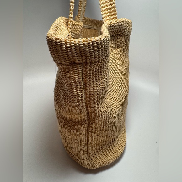 Jimmy Choo Natural Raffia E/W (East West) Tote Nag in Natural/Latte - Picture 6 of 9